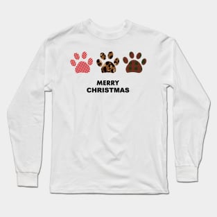 Leopard and plaid pattern paw print Long Sleeve T-Shirt